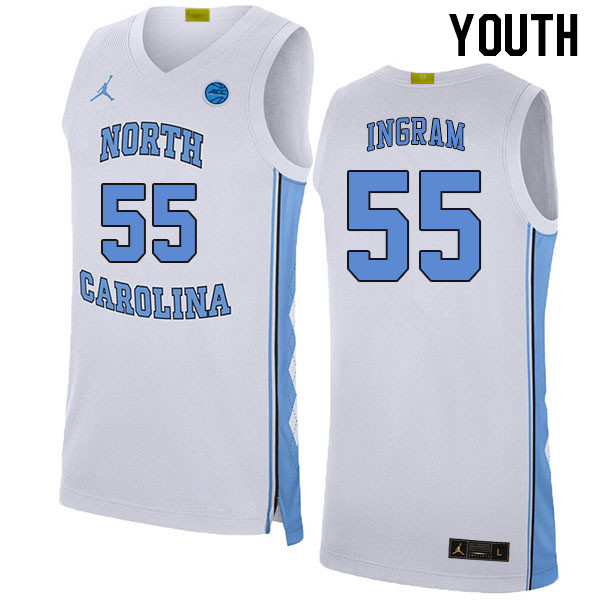 Youth #55 Harrison Ingram North Carolina Tar Heels College Basketball Jerseys Stitched Sale-White - Click Image to Close